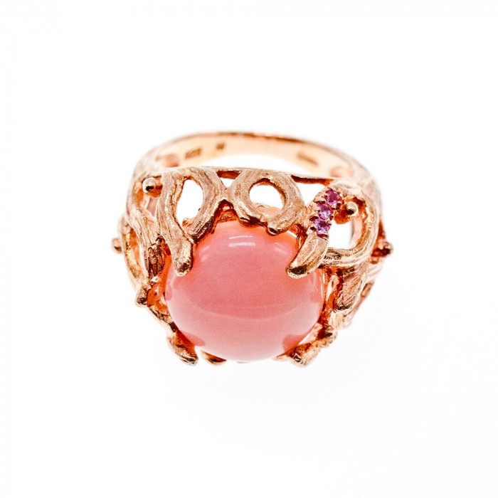 Sky Jewelry Серебряное кольцо в позолоте с морганитом    Страсть