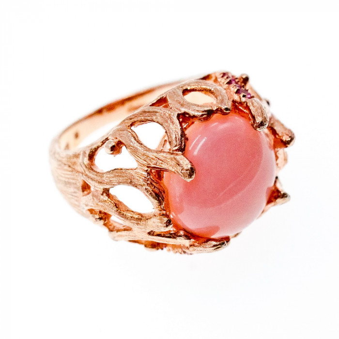 Sky Jewelry Серебряное кольцо в позолоте с морганитом    Страсть