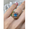 Sky Jewelry Серебряное кольцо в позолоте с топазом хризолитом и шпинелью  Цветы