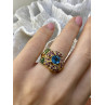Sky Jewelry Серебряное кольцо в позолоте с топазом хризолитом и шпинелью  Цветы