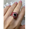 Sky Jewelry Кольцо из серебра с красной эмалью и камнем гессонит