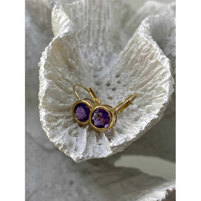 Sky Jewelry Золотые серьги с аметистом   Классика