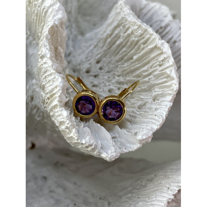 Sky Jewelry Золотые серьги с аметистом   Классика