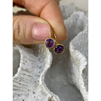 Sky Jewelry Золотые серьги с аметистом   Классика