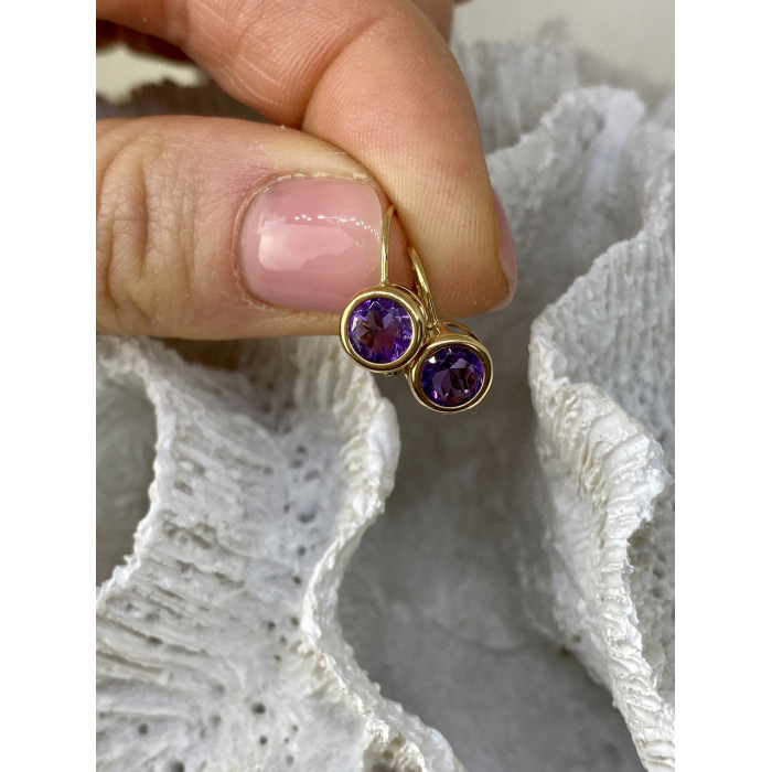 Sky Jewelry Золотые серьги с аметистом   Классика