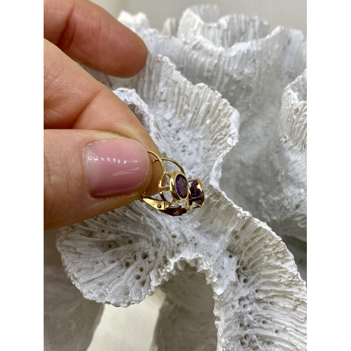 Sky Jewelry Золотые серьги с аметистом   Классика