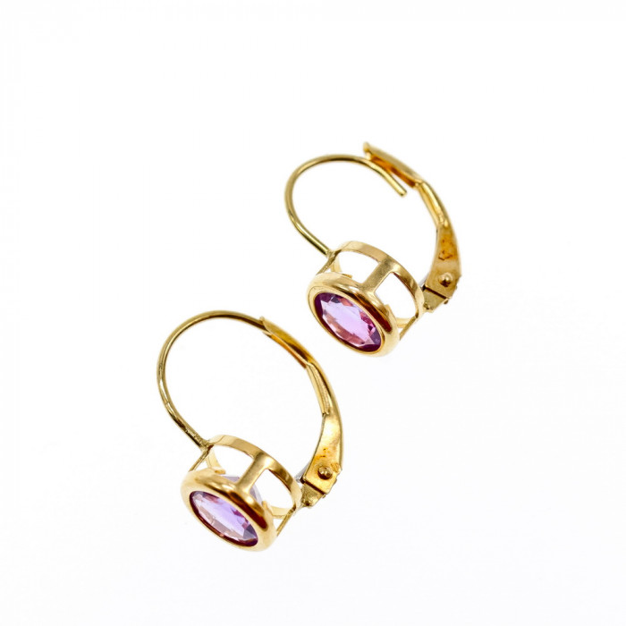 Sky Jewelry Золотые серьги с аметистом   Классика