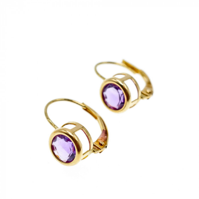 Sky Jewelry Золотые серьги с аметистом   Классика
