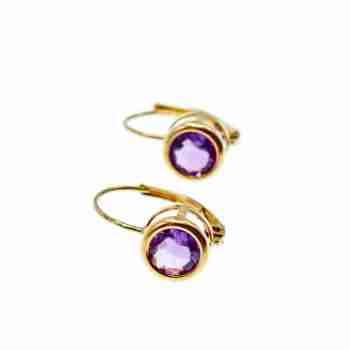 Sky Jewelry Золотые серьги с аметистом   Классика