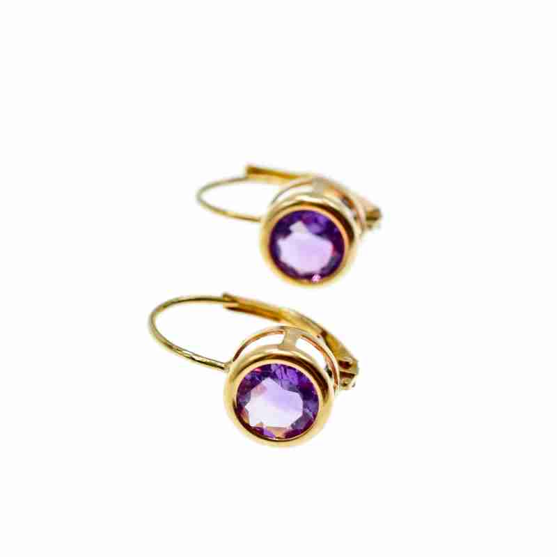 Sky Jewelry Золотые серьги с аметистом   Классика