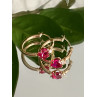 Sky Jewelry Золотые серьги с рубинами и бриллиантами  Сердца