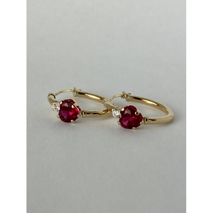 Sky Jewelry Золотые серьги с рубинами и бриллиантами  Сердца