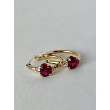 Sky Jewelry Золотые серьги с рубинами и бриллиантами  Сердца