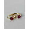 Sky Jewelry Золотые серьги с рубинами и бриллиантами  Сердца