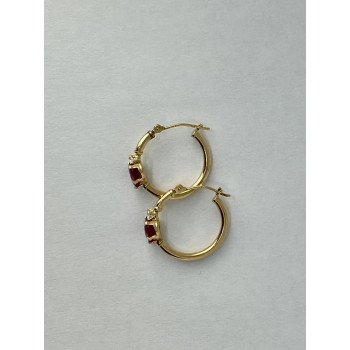 Sky Jewelry Золотые серьги с рубинами и бриллиантами  Сердца