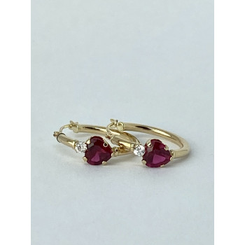 Sky Jewelry Золотые серьги с рубинами и бриллиантами  Сердца