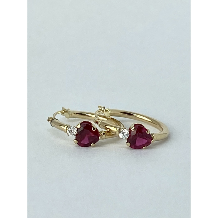 Sky Jewelry Золотые серьги с рубинами и бриллиантами  Сердца