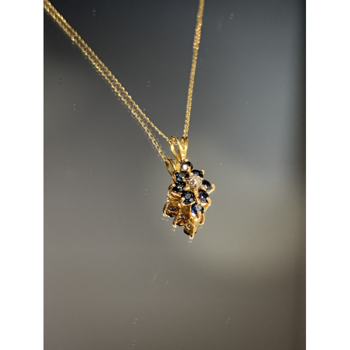 Sky Jewelry Золотая цепочка с кулоном сапфиры и бриллиант