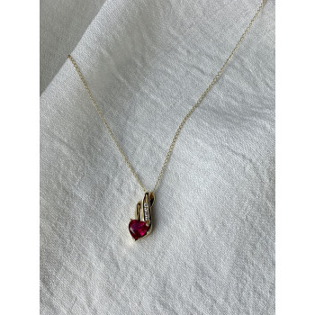 Sky Jewelry Золотая цепочка с кулоном рубин и бриллиант  Сердце