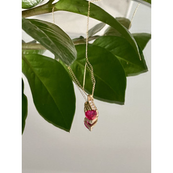 Sky Jewelry Золотая цепочка с кулоном рубин и бриллиант  Сердце