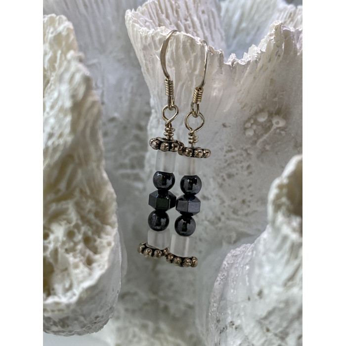 Sky Jewelry Серебряные серьги со вставками из ювелирного стекла