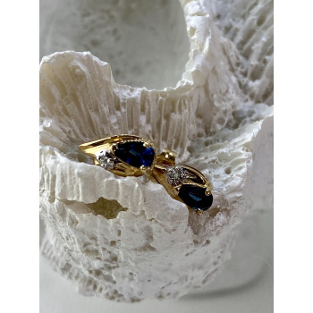 Sky Jewelry Золотые серьги с сапфиром и бриллиантом   Счастье