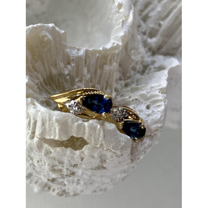 Sky Jewelry Золотые серьги с сапфиром и бриллиантом   Счастье