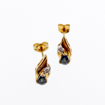 Sky Jewelry Золотые серьги с сапфиром и бриллиантом   Счастье