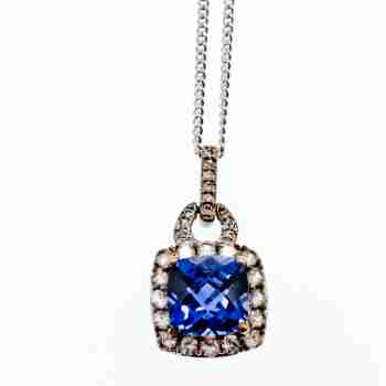 Sky Jewelry Серебряная цепочка с кулоном синий и белый сапфир