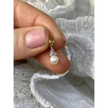 Sky Jewelry Золотой кулон с жемчугом и бриллиантами