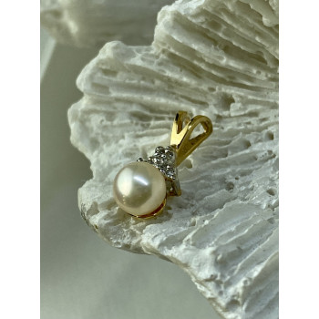 Sky Jewelry Золотой кулон с жемчугом и бриллиантами