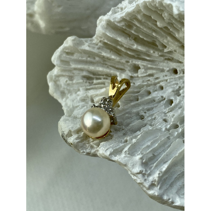 Sky Jewelry Золотой кулон с жемчугом и бриллиантами