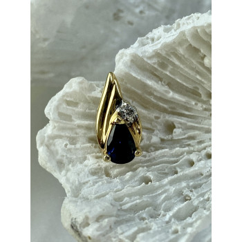 Sky Jewelry Кулон из желтого золота с сапфиром и бриллиантом  Классика