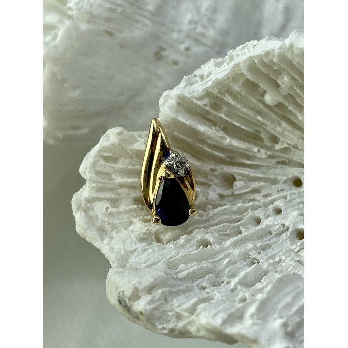 Sky Jewelry Кулон из желтого золота с сапфиром и бриллиантом  Классика