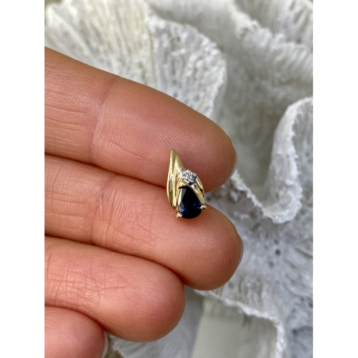 Sky Jewelry Кулон из желтого золота с сапфиром и бриллиантом  Классика