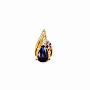 Sky Jewelry Кулон из желтого золота с сапфиром и бриллиантом  Классика