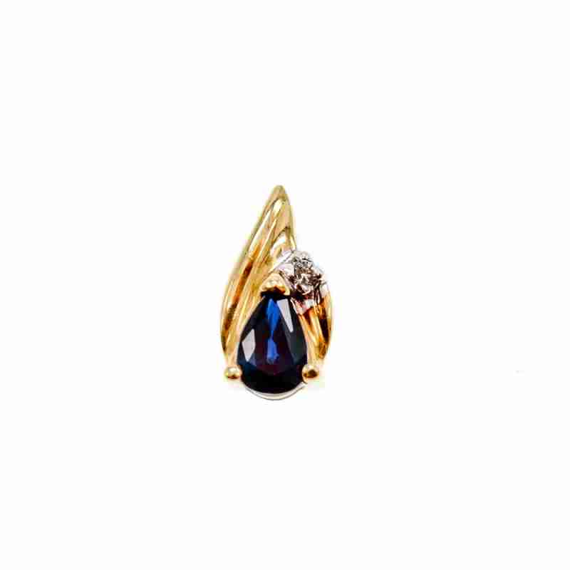 Sky Jewelry Кулон из желтого золота с сапфиром и бриллиантом  Классика