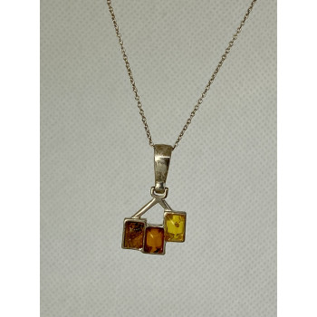 Sky Jewelry Серебряная цепочка с кулоном янтарь Винтаж