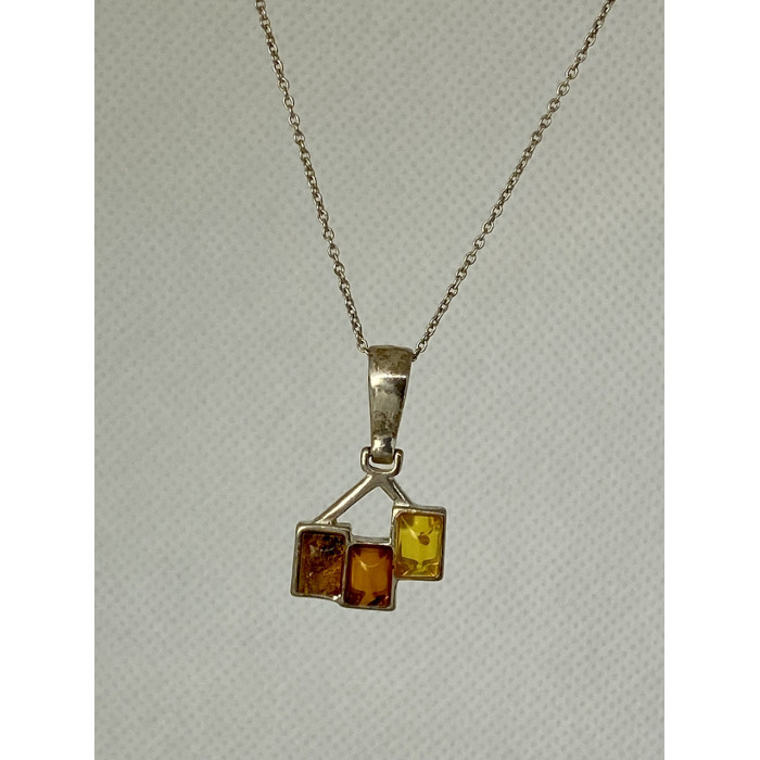 Sky Jewelry Серебряная цепочка с кулоном янтарь Винтаж