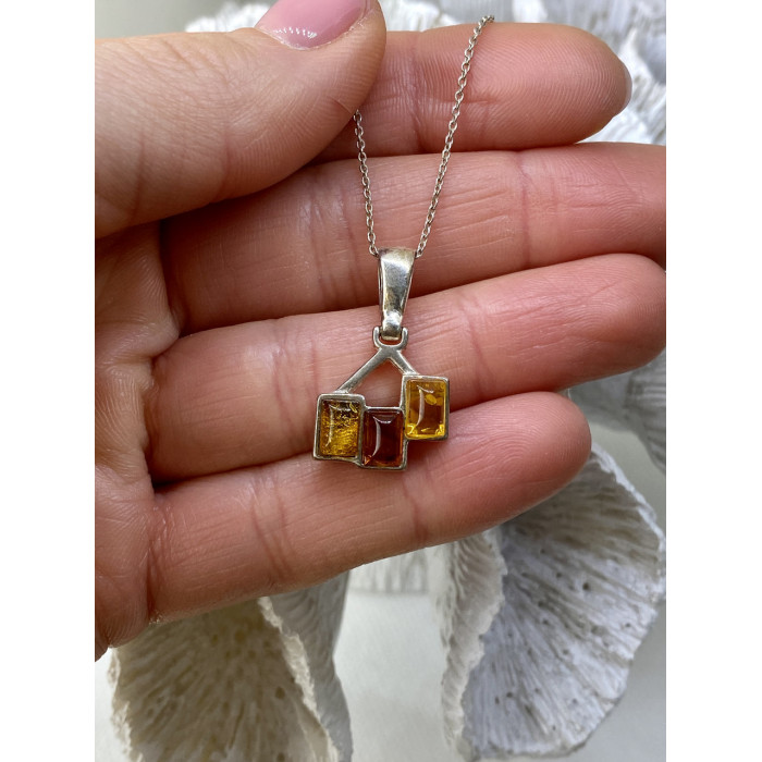 Sky Jewelry Серебряная цепочка с кулоном янтарь Винтаж