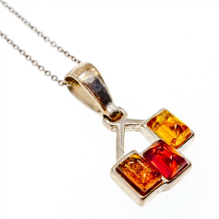 Sky Jewelry Серебряная цепочка с кулоном янтарь Винтаж