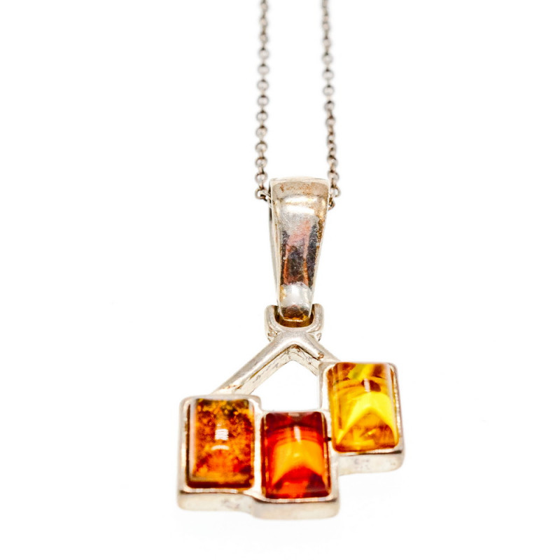 Sky Jewelry Серебряная цепочка с кулоном янтарь Винтаж