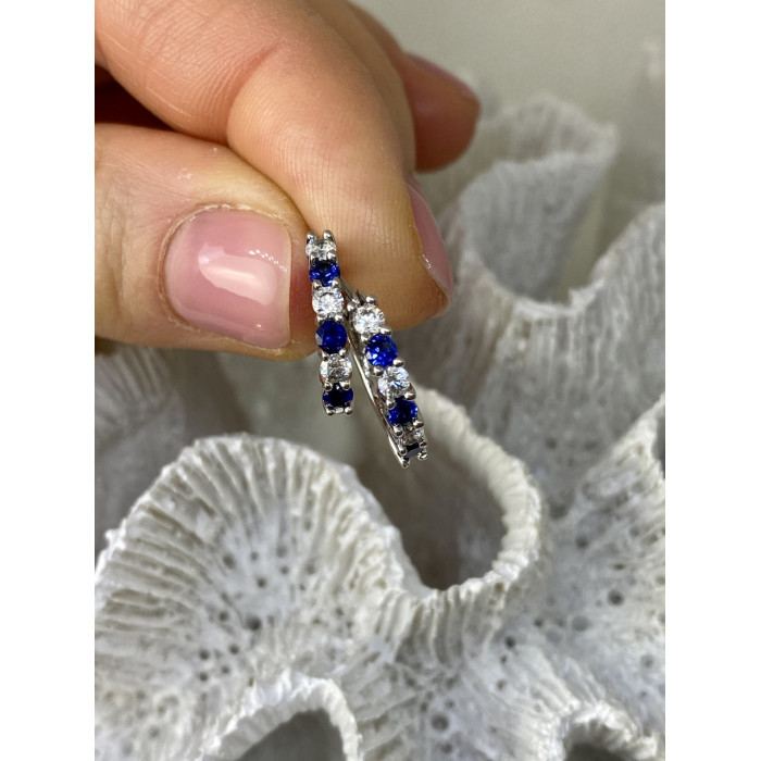 Sky Jewelry Серебряные серьги с фианитами Блеск