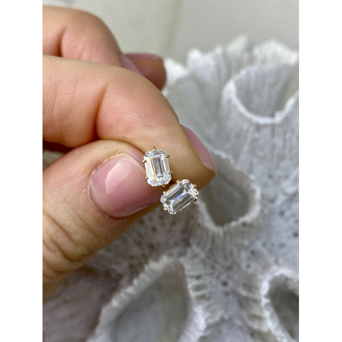 Sky Jewelry Золотые серьги с фианитом Элегантность