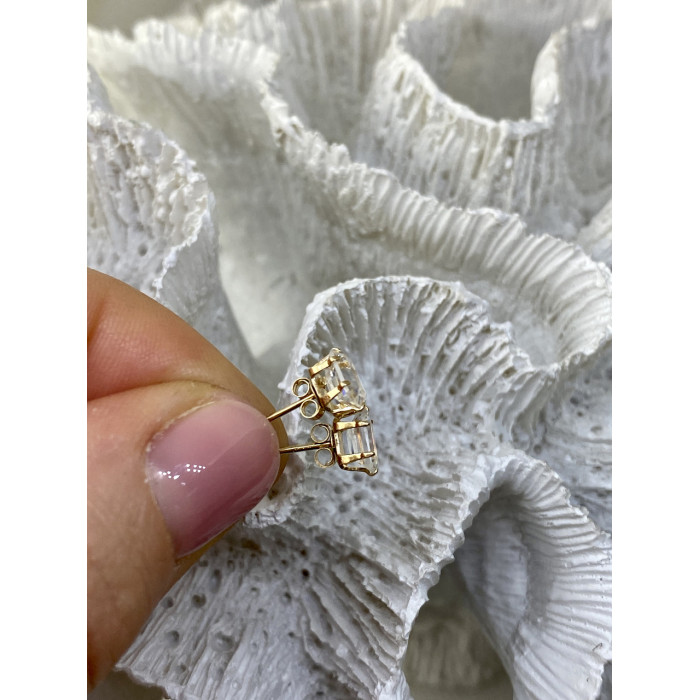 Sky Jewelry Золотые серьги с фианитом Элегантность