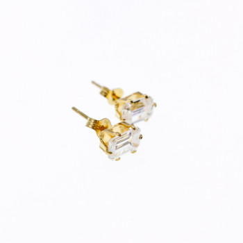 Sky Jewelry Золотые серьги с фианитом Элегантность