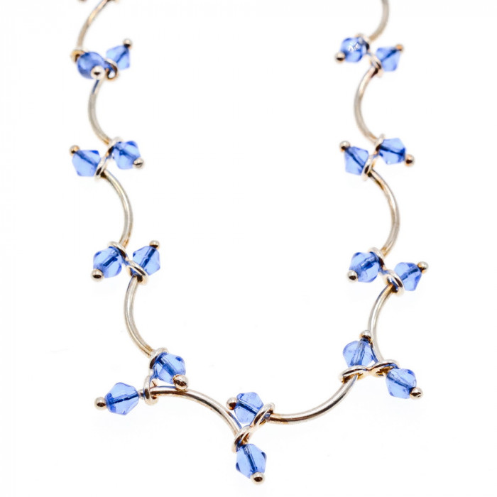 Sky Jewelry Серебряное ожерелье с ювелирным стеклом  Стиль Италии