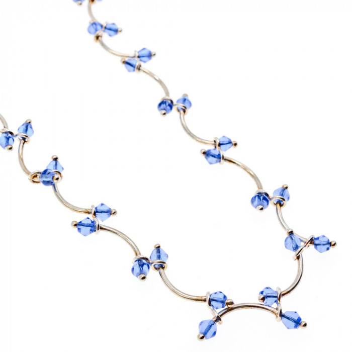 Sky Jewelry Серебряное ожерелье с ювелирным стеклом  Стиль Италии