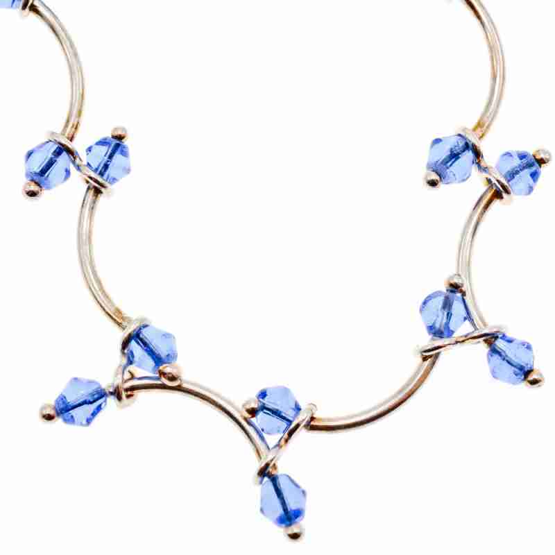 Sky Jewelry Серебряное ожерелье с ювелирным стеклом  Стиль Италии