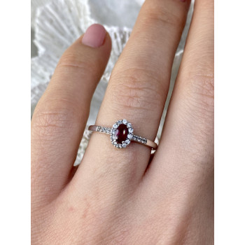 Sky Jewelry Серебряное кольцо с рубеллитом и белым турмалином